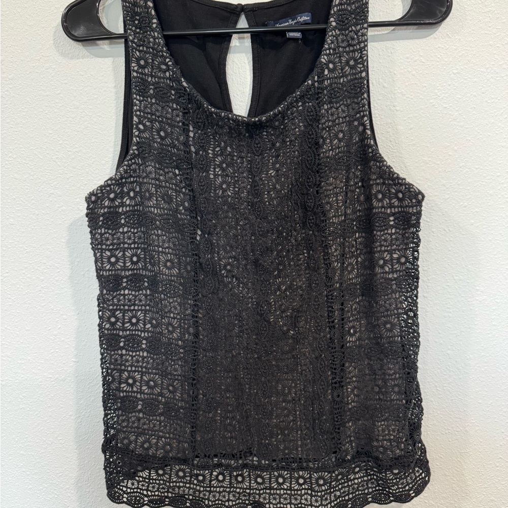 American Eagle Outfitters Black Lace Tank Top